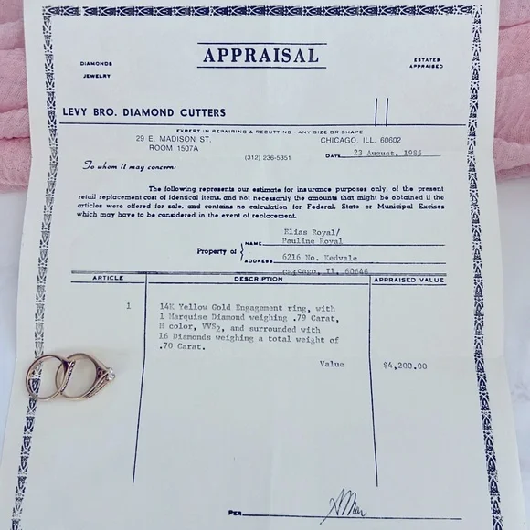 Vintage Engagement Ring & Band - Picture 9 of 9